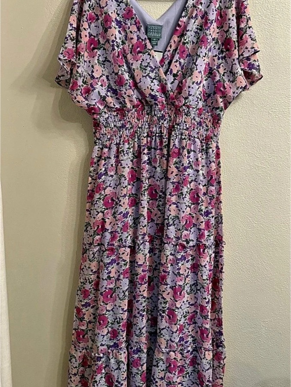 rabbit designs Floral Maxi Dress in Purple & Pink Size 12 NWT